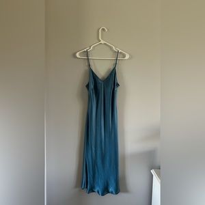 Blue Satin Silky Dress